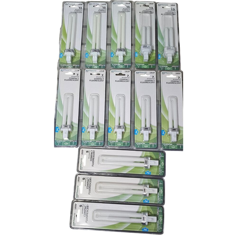 Bulk Lot of 13 FEIT Electric Fluorescent Bulb 2 Pin, 13", 9", and 7" NEW IN BOX